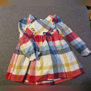 Plaid Long-Sleeve Dress with Ruffles